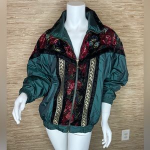 Vintage Windbreaker with Velvet Detail